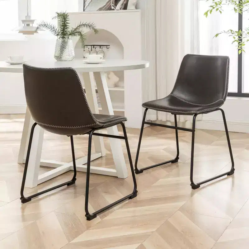 Roundhill Furniture Varna Round Dining Set, Trestle Dining Table with 4 Stylish Chairs, 5-Piece