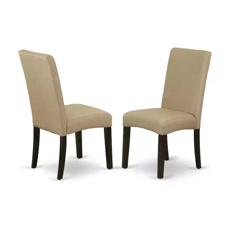 HomeStock 9 Piece Square Dining Set Cappuccino Linen Fabric Chairs
