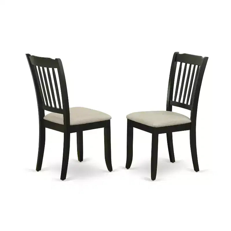 HomeStock Round Dropleaf Dining Set Black Linen Fabric Chairs