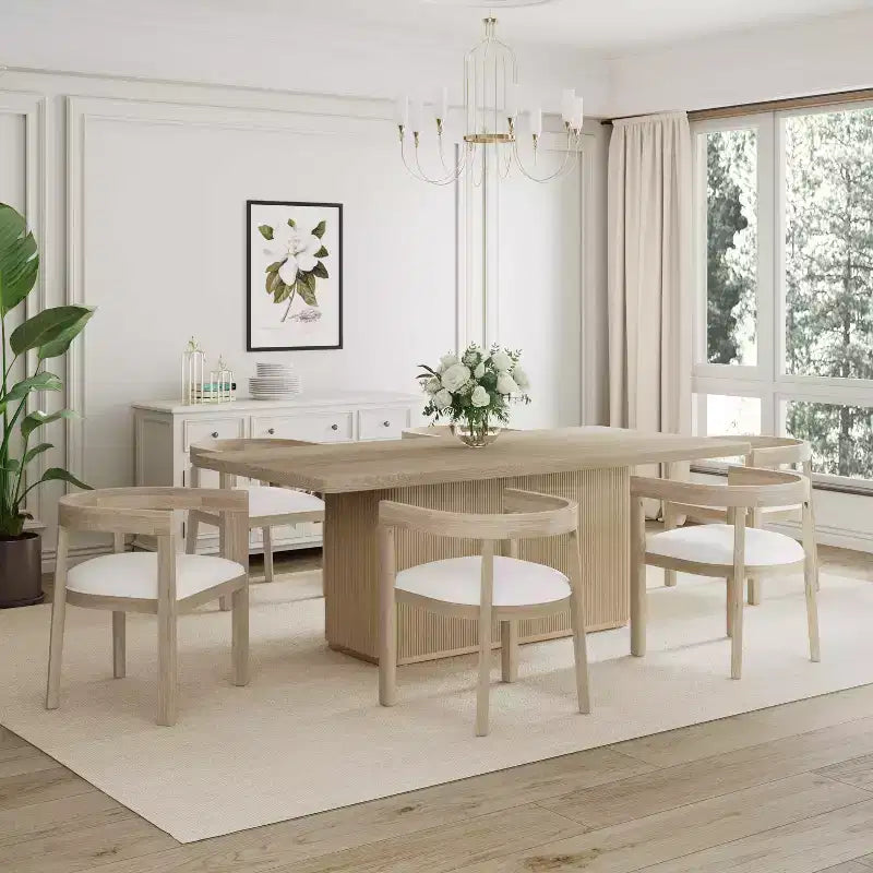 Ensemble de salle à manger 7 pièces contemporain Christopher Knight Home Sticks avec chaises rembourrées en hévéa