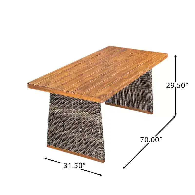 Christopher Knight Home Varesa Rustic 6 Piece Outdoor Rattan Acacia Wood Dining Set with Cushions