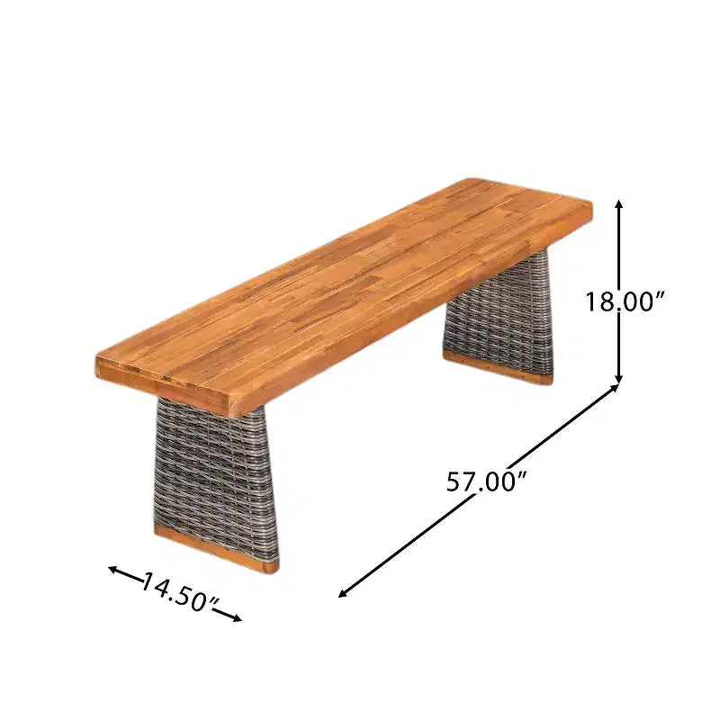 Christopher Knight Home Varesa Rustic 6 Piece Outdoor Rattan Acacia Wood Dining Set with Cushions