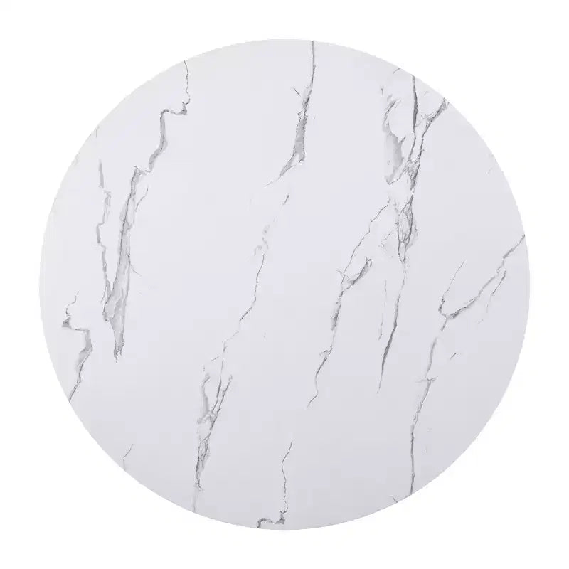 5 Piece Round Dining Table Set for 4, Modern Marble Dining Table and 4 High Back Upholstered Chairs