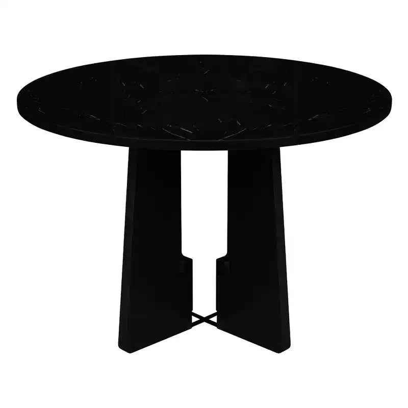 5 Piece Round Dining Table Set for 4, Modern Marble Dining Table and 4 High Back Upholstered Chairs