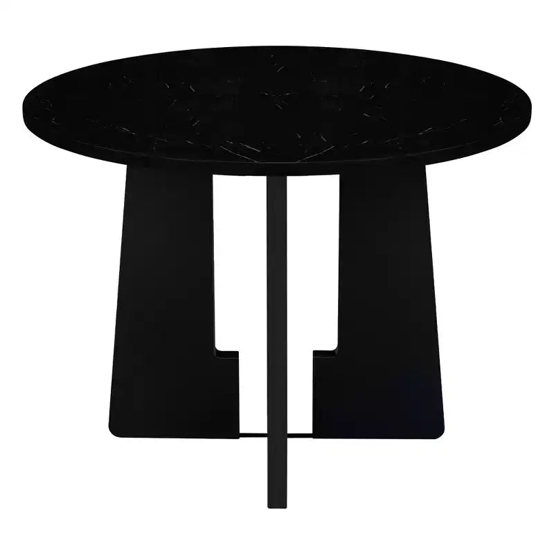 5 Piece Round Dining Table Set for 4, Modern Marble Dining Table and 4 High Back Upholstered Chairs