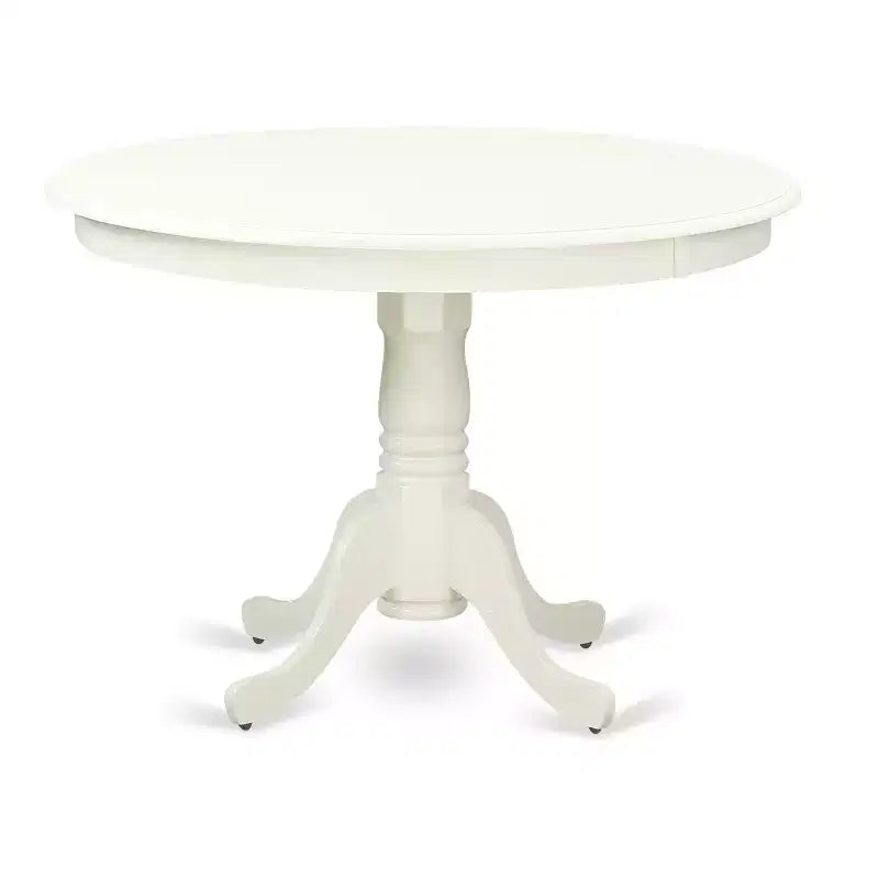 HomeStock Belmont 5PC Round 42 inch Table and 4 Panel Back Chairs, Linen White