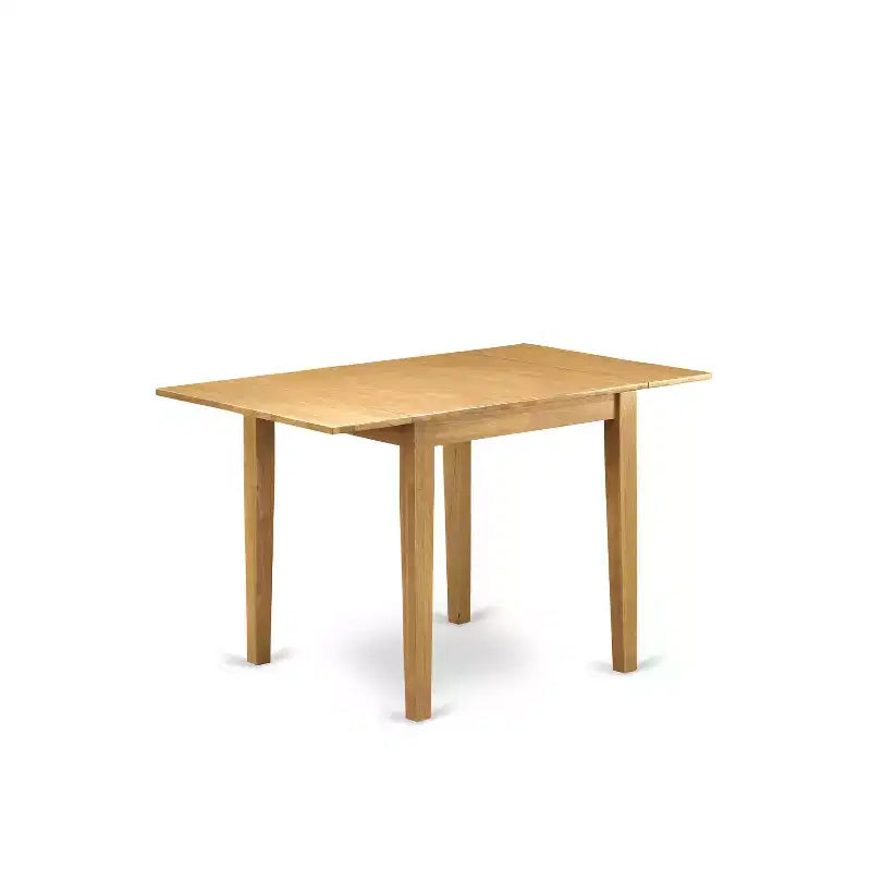 HomeStock Belmont 5Pc Dinette Set for Small Spaces Includes a Dining Room Table and 4 Dinette Chairs with Linen Fabic Seat and Slat Back, Oak Finish