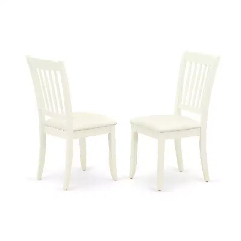HomeStock Belmont 7Pc Dinette Set Includes a Rectangular Kitchen Table , Butterfly Leaf , Six Vertical Slatted Linen Seat Dining Chairs, White Finish