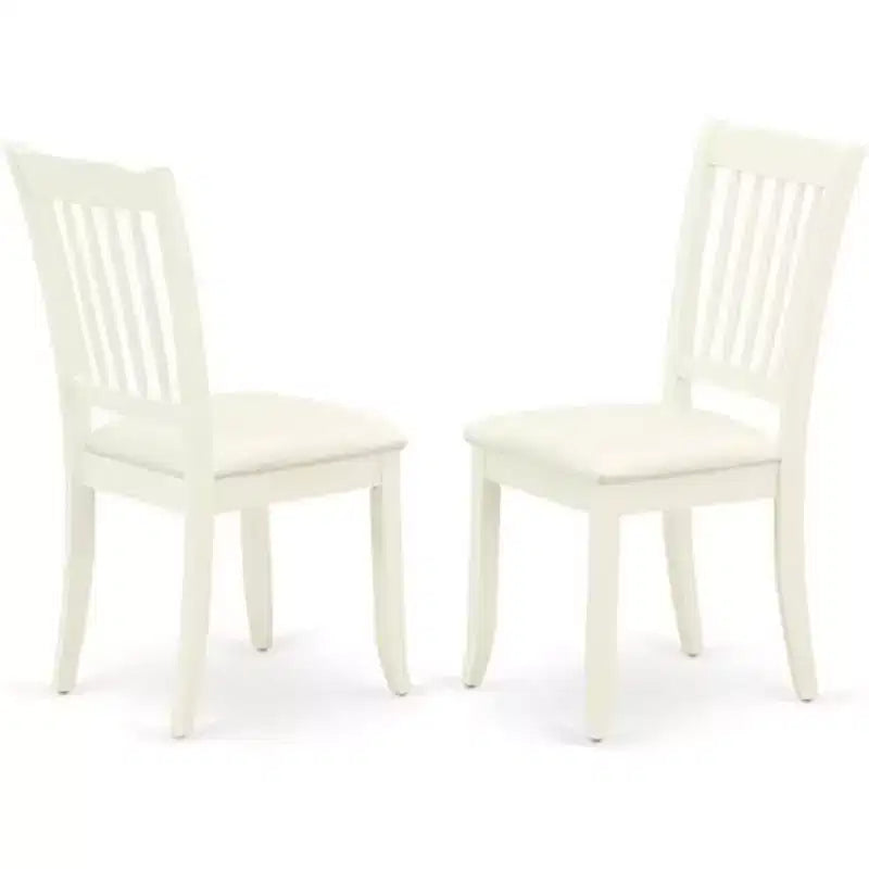 HomeStock Belmont 7Pc Dinette Set Includes a Rectangular Kitchen Table , Butterfly Leaf , Six Vertical Slatted Linen Seat Dining Chairs, White Finish