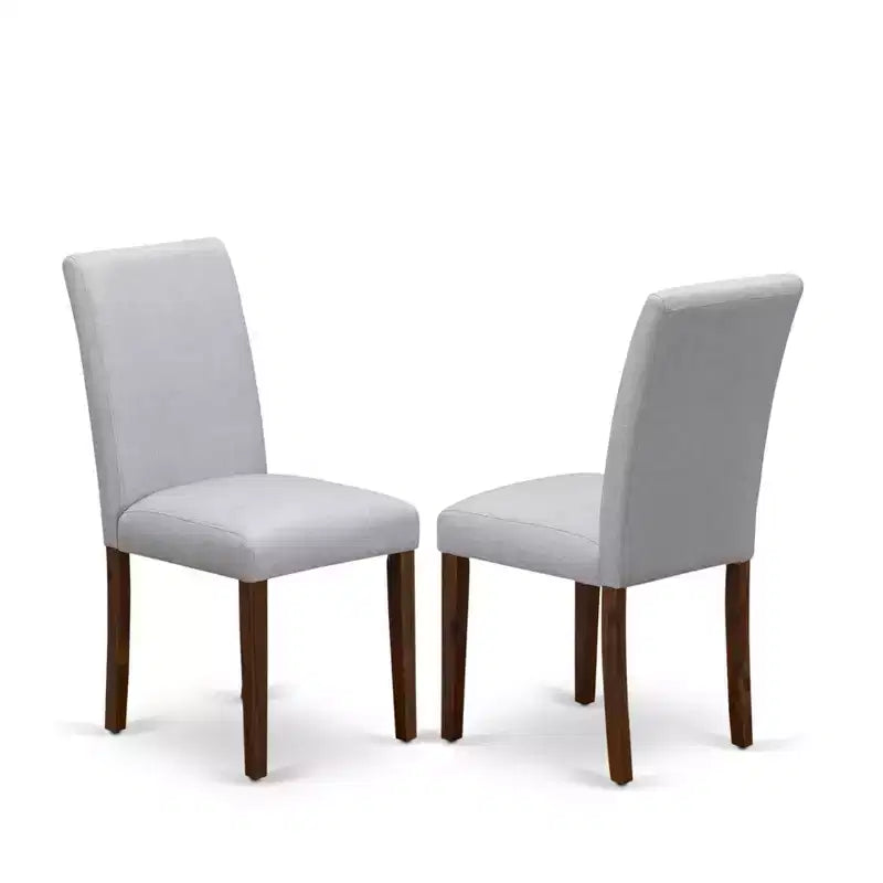 HomeStock Belmont 5-Pc Modern Dining Table Set- 4 Dining Chairs , Wood Dining Table - Grey Linen Fabric Seat , High Chair Back (Antique Walnut Finish)
