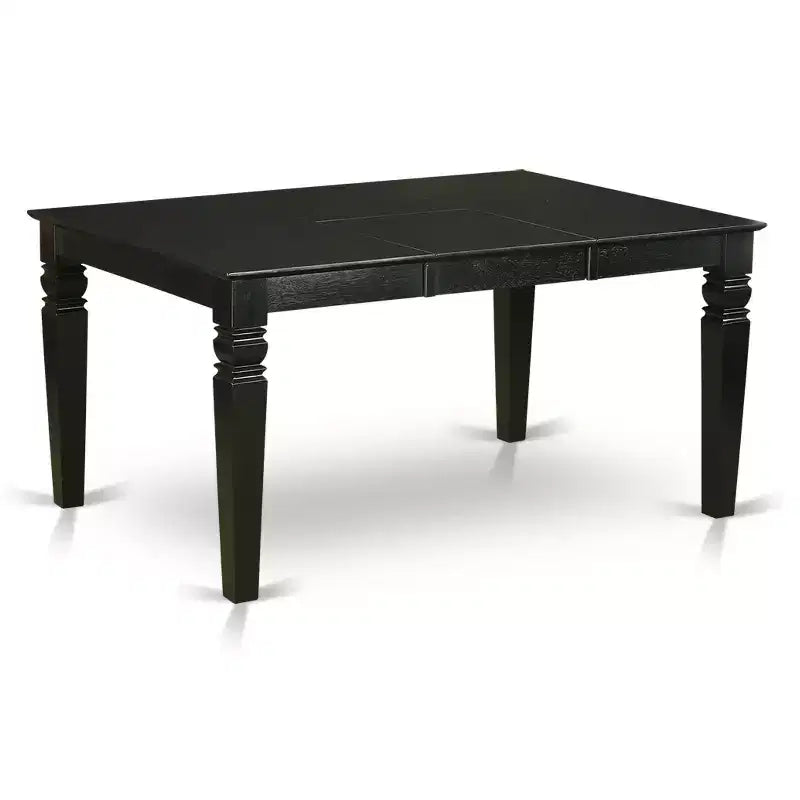 HomeStock Belmont 5Pc Rectangle 42/60 Inch Kitchen Table With 18 In Self Storing Butterfly Leaf And Four Parson Chair With Black Leg