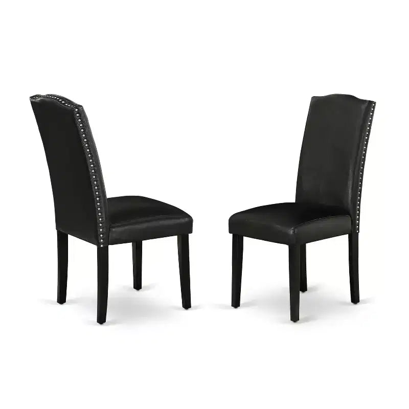 HomeStock Belmont 5Pc Rectangle 42/60 Inch Kitchen Table With 18 In Self Storing Butterfly Leaf And Four Parson Chair With Black Leg