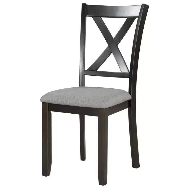 Farmhouse 6 Pieces Dining Set with Bench for 6, Wooden Rectangle Table and 4 Upholstered Chairs