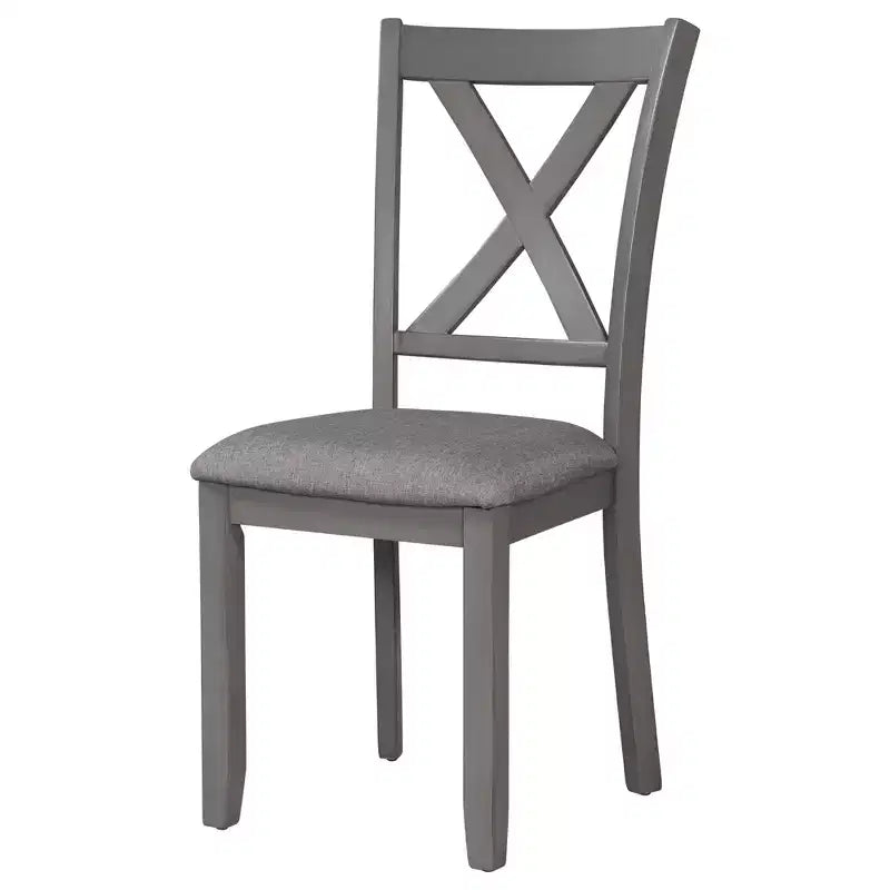 Farmhouse 6 Pieces Dining Set with Bench for 6, Wooden Rectangle Table and 4 Upholstered Chairs