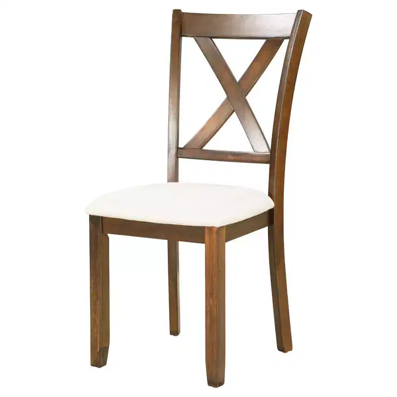 Farmhouse 6 Pieces Dining Set with Bench for 6, Wooden Rectangle Table and 4 Upholstered Chairs