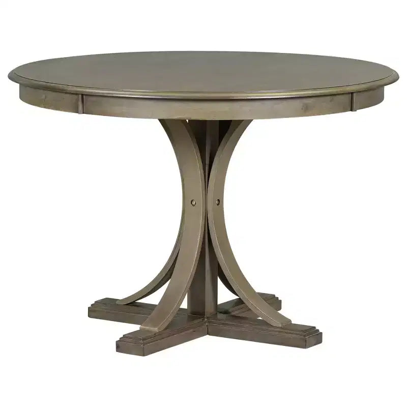 Round Dining Table Set for 4, 5 Pieces Retro Kitchen Table Set with 4 Upholstered Chairs