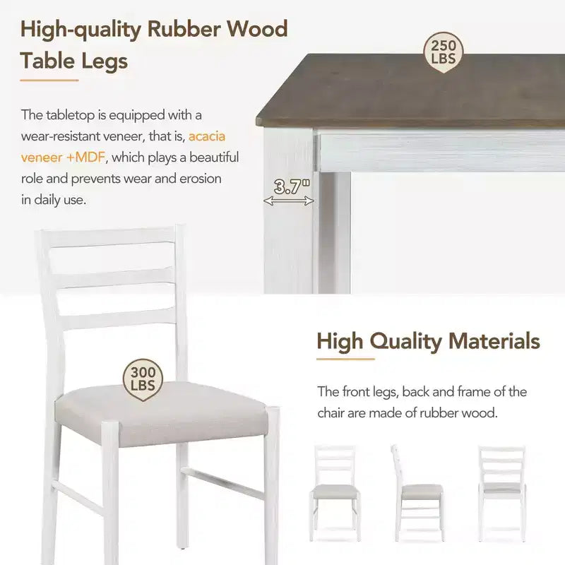 GDFStudio Louisa 7 Piece Extendable Wooden Dining Table Set with Upholstered Chairs