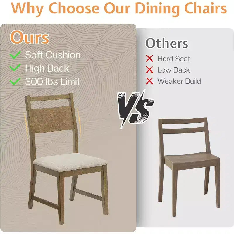 AMERLIFE 46 Round Solid Wood Dining Table, Chairs, Mid-Century Kitchen & Lining Room Furniture