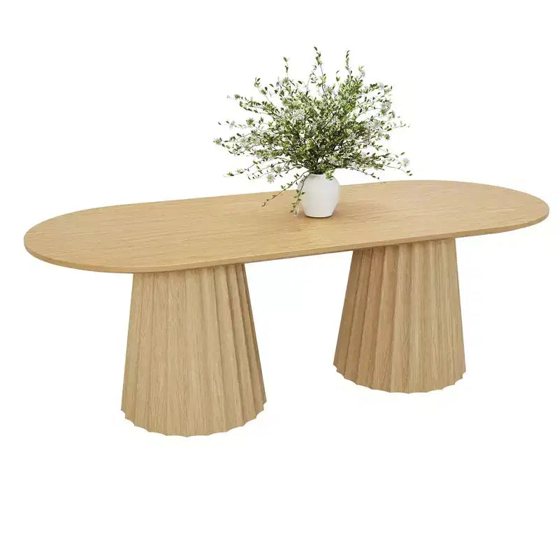 86 inch Double-base Oval Black Dining Table with 8 Dining chairs Suitable for Dining Room / Living Room