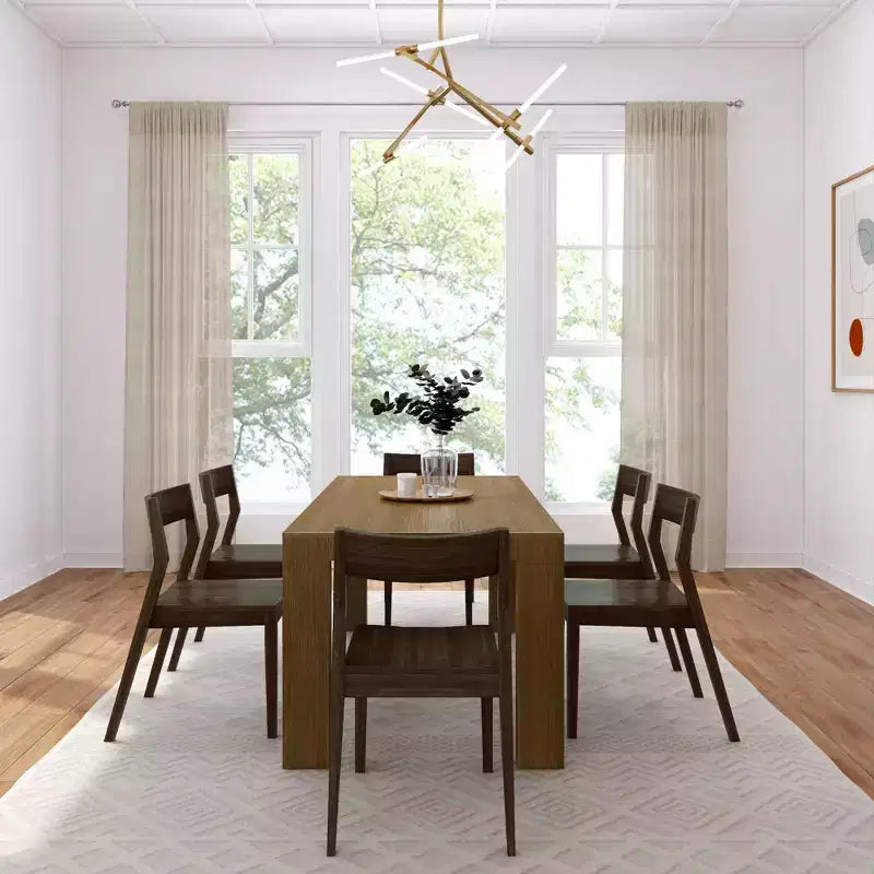 Plank+Beam 72 Modern Solid Wood Dining Table Set, + 6 Chairs Walnut