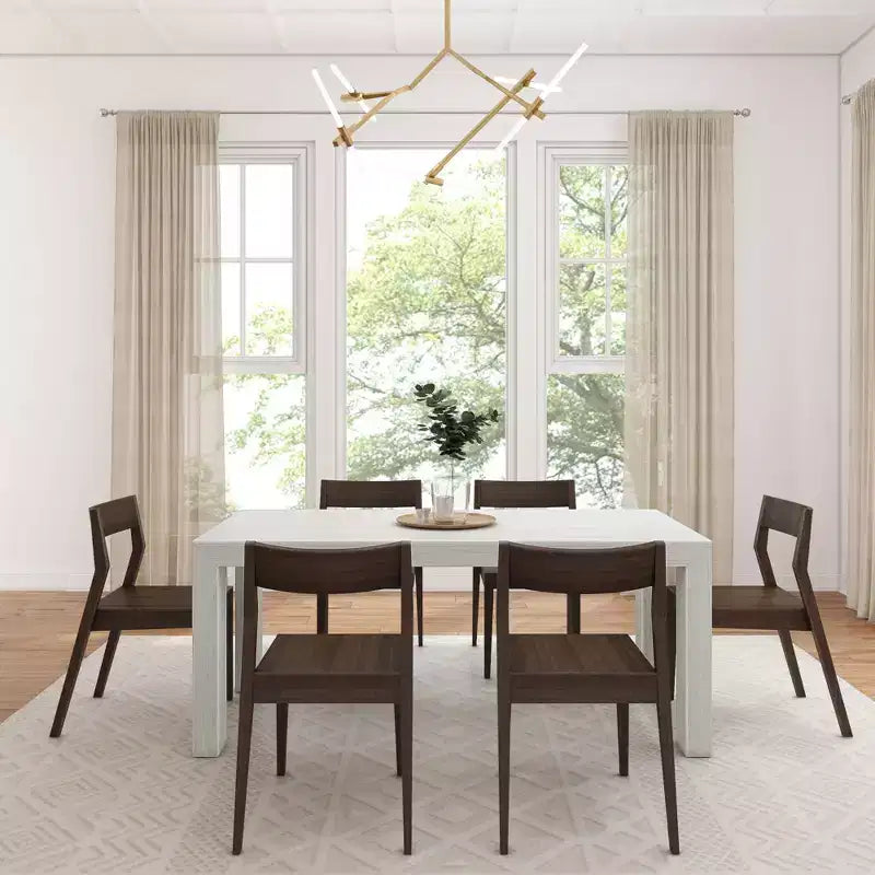 Plank+Beam 72 Modern Solid Wood Dining Table Set, + 6 Chairs Walnut