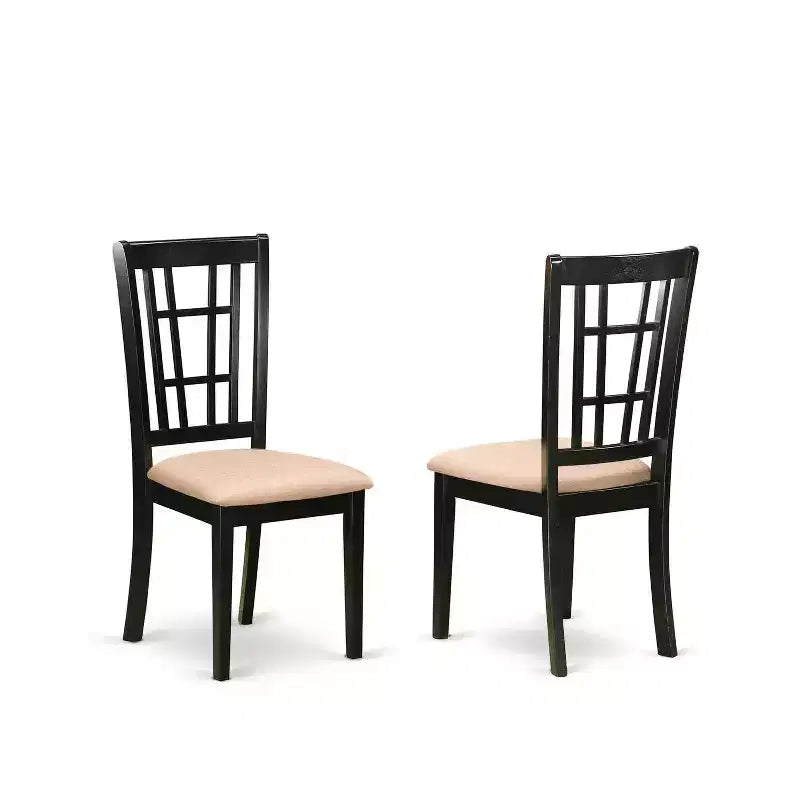 HomeStock 5-Piece Rectangle Black Finish Solid Wood Top Dining table with 4 Chairs