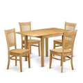 5-Piece Natural Oak Finish Solid Wood Top - Dining Room Set - Seats 4