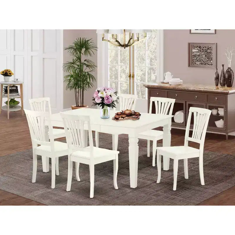 Renaissance Dining Set 7Pc Rectangular Table & 6 Chairs - 42x60 Inch Expandable