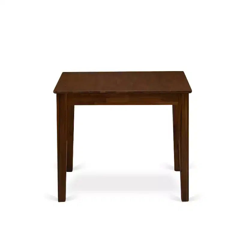 HomeStock 5-Piece Antique Walnut Finish Solid Wood Top - Square Upholstered Dining Room Set - Seats 4