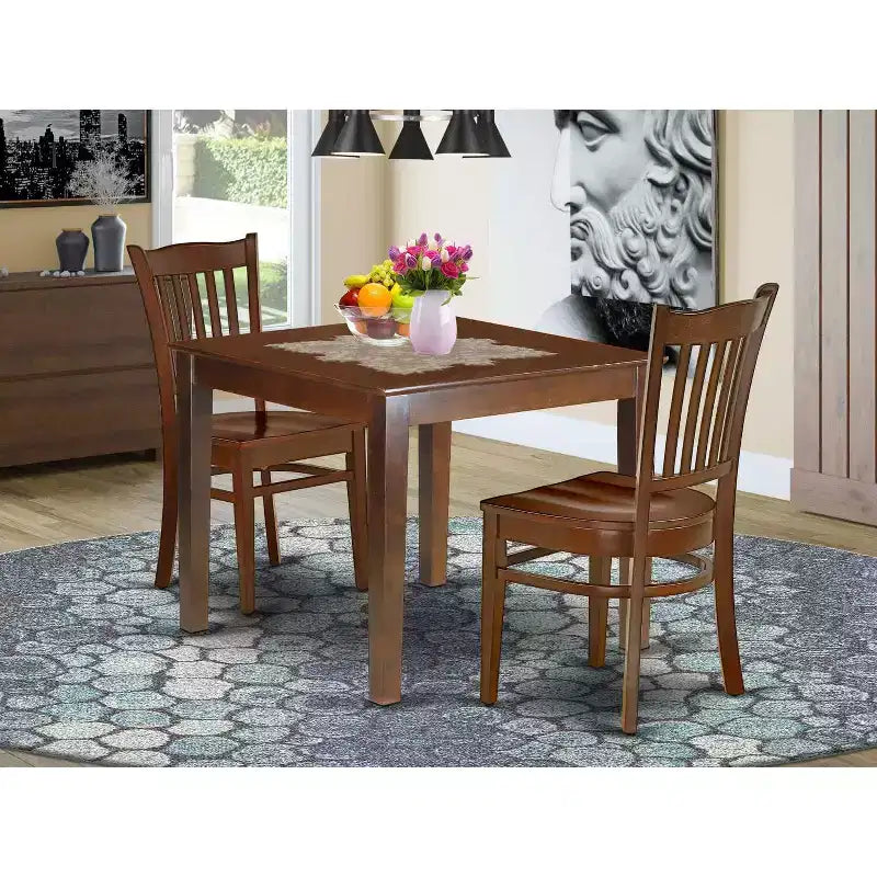 Square Table Set 36 Inch with 2 Chairs - Dining Table for Kitchen, Patio, Balcony