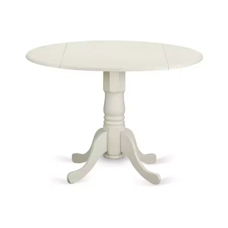Round Kitchen Table Set 3pc 42 Inch Table w/ Drop Leaves & 2 Parsons Chairs - Modern Dining Set