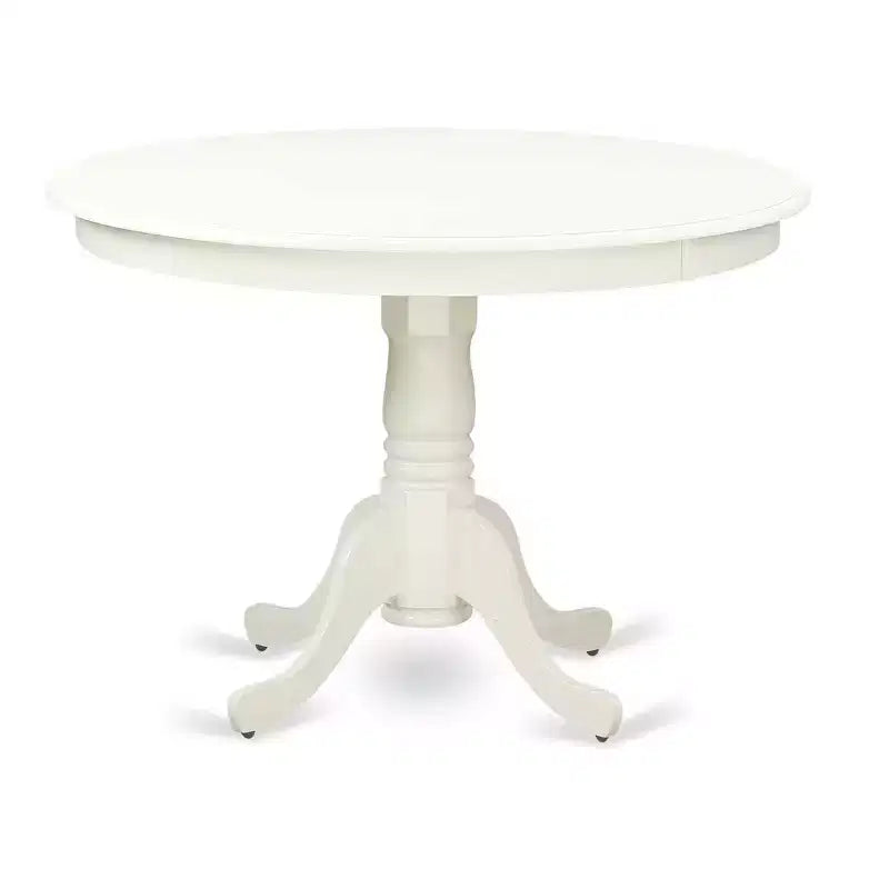 HomeStock 3-Pc Linen White Finish Solid Wood Top - Round Dining Room Set - Seats 4