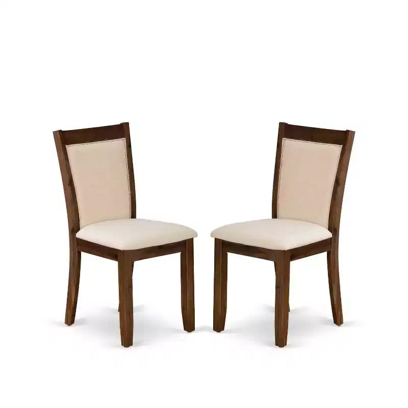 5-Piece Natural Brown Finish Solid Wood Top-Upholstered Dining Room Set with High Back-Seats 4