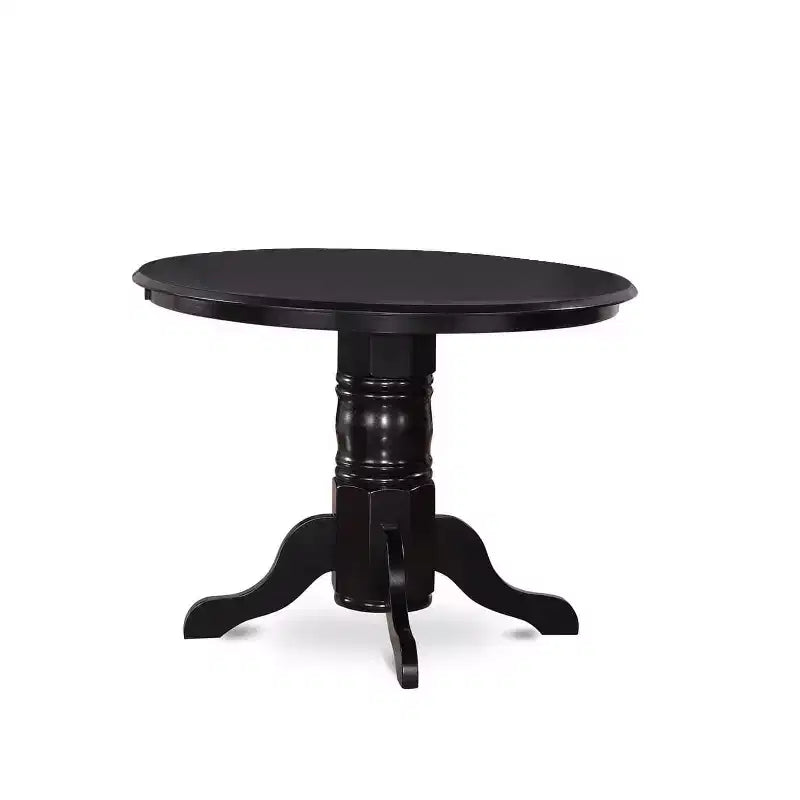 3-Piece Black Finish Solid Wood Top - Round Dining Room Set - Seats 4