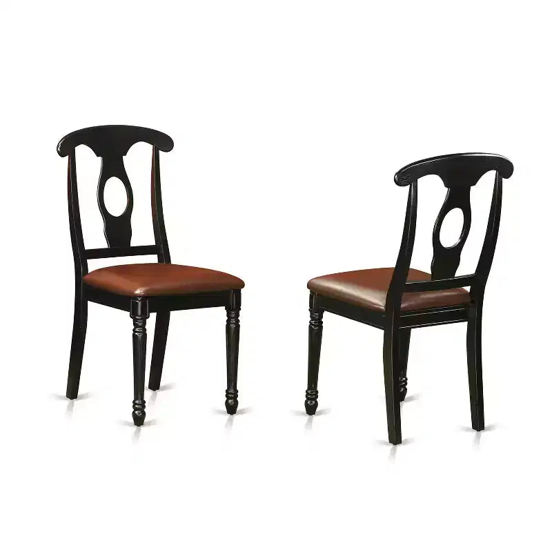 HomeStock 5-Piece Black and Cherry Finish Solid Wood Top Dining table with 4 Chairs