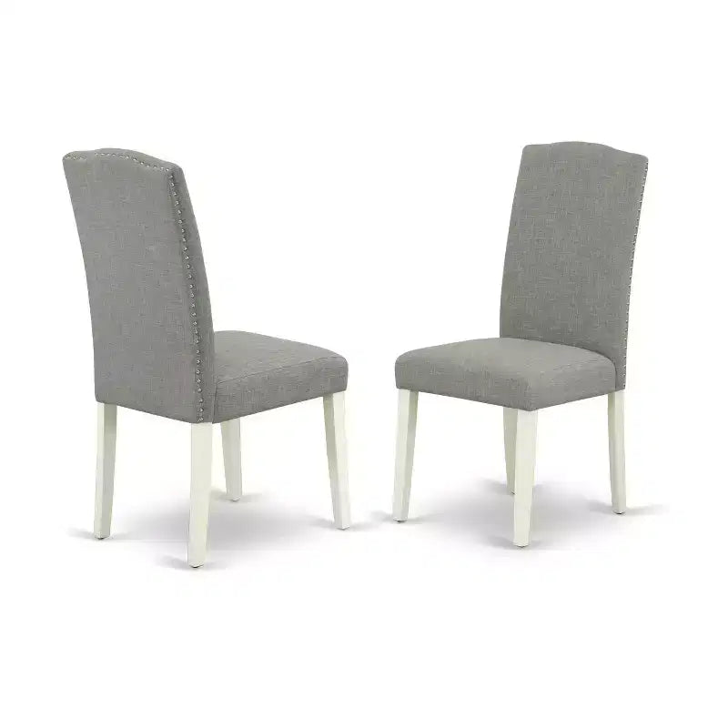3-Piece Linen White Finish Solid Wood Top Dining Table Set