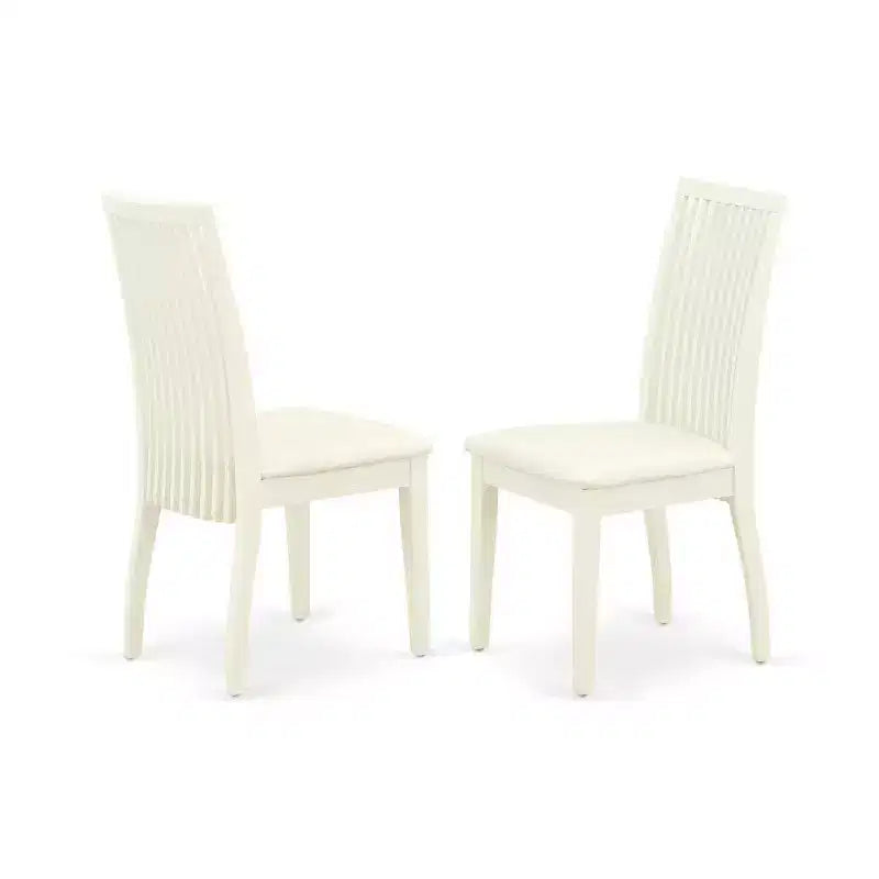 HomeStock 5-Piece Linen White Finish Solid Wood Top Dining table with 4 Chairs with Drop Leaf Slat Back