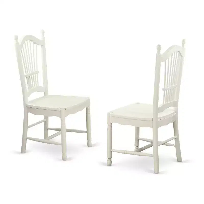 Modern 5 Piece Dining Set - Round Table & 4 Chairs - Linen White Kitchen Set