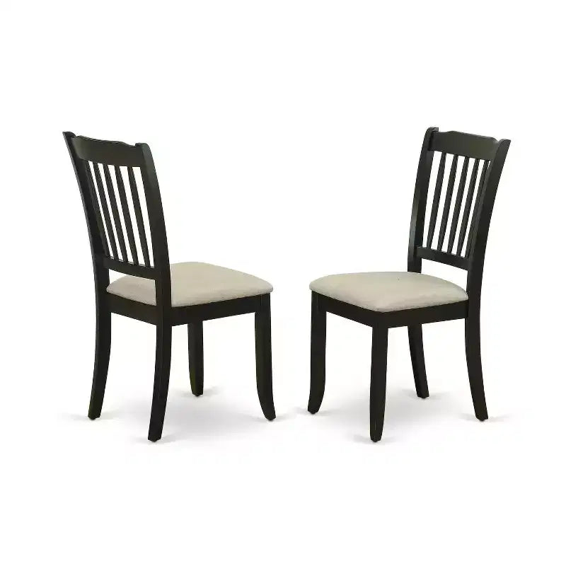 HomeStock 5-Piece Rectangle Black Finish Solid Wood Top Dining table with 4-Chairs with Butterfly Leaf Slat Back