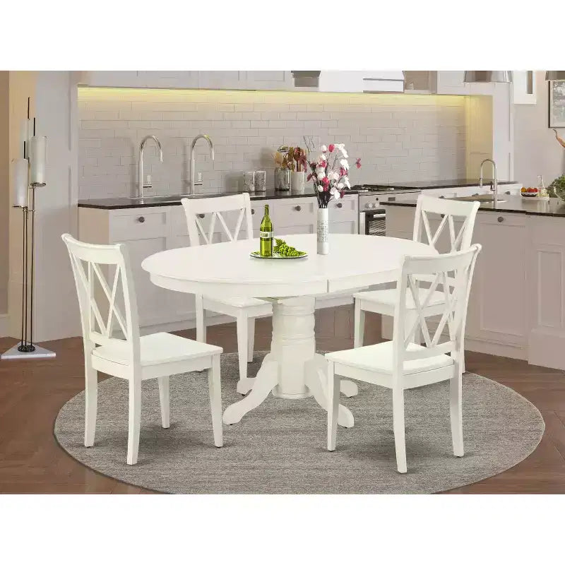 Oval Dining Table Set 5pc - Renaissance Style Table & 4 Chairs - Elegant Dining Room Furniture