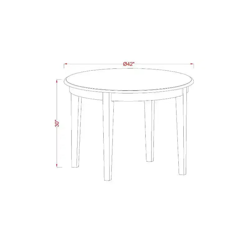 HomeStock 5-Pc Linen white Solid Wood Top - Round Dining Room Set - Seats 4