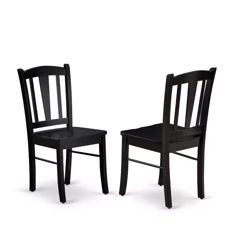 HomeStock 5-Piece Black Finish Solid Wood Top Dining table with 4 Chairs with Slat Back