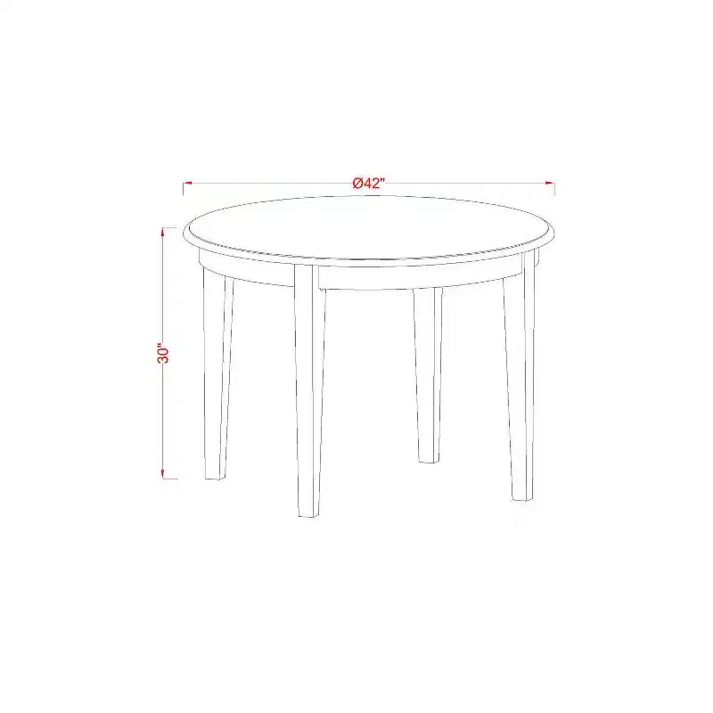 Nordic Kitchen Dining Set - 5 Piece Table & Chair Set - Solid Wood - Cappuccino Finish - Round Table for 4