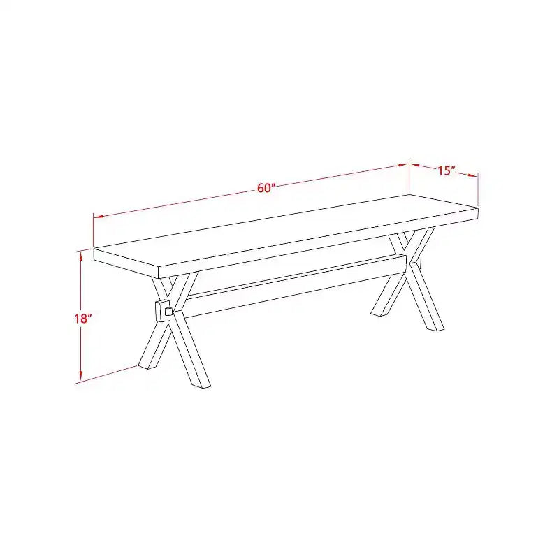 HomeStock 3-Piece Rectangle Distressed Jacobean Finish Solid Wood Top Dining Table with 2-Benches