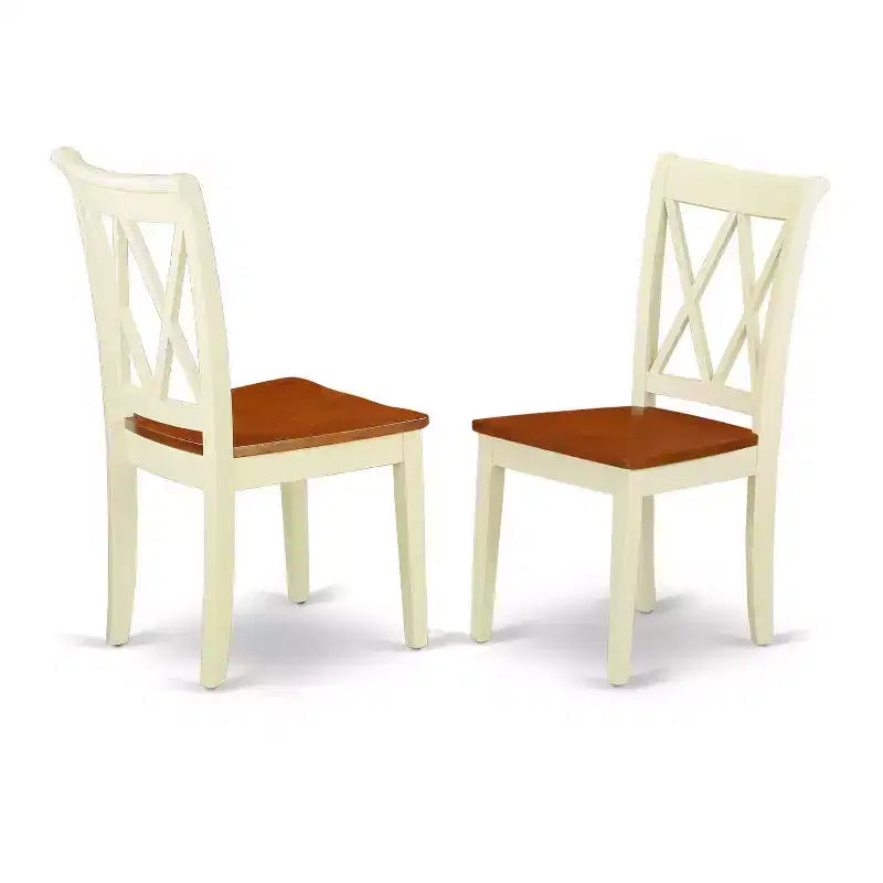 HomeStock 5-Pc Buttermilk and Cherry Solid Wood Top-Dining Room Set with Dropleaf-Seats 4