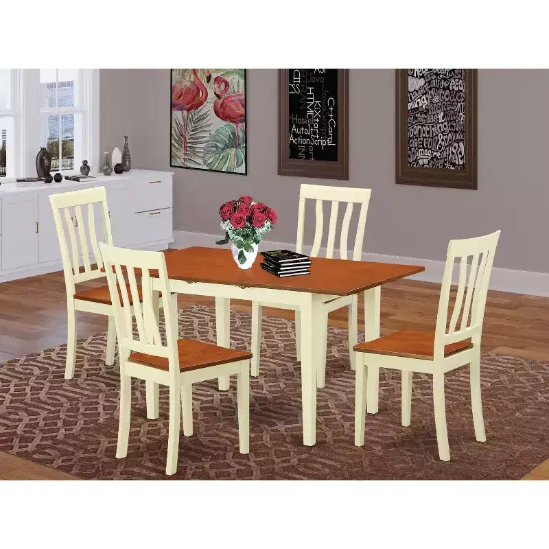 Retro Dinette Set - 5 Piece Table & Chair Set - Kitchen Dining Room Furniture