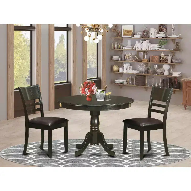 Round Dining Table Set - Dinette Chairs, Kitchen Table, Small Table, Cappuccino Finish, Old World Charm