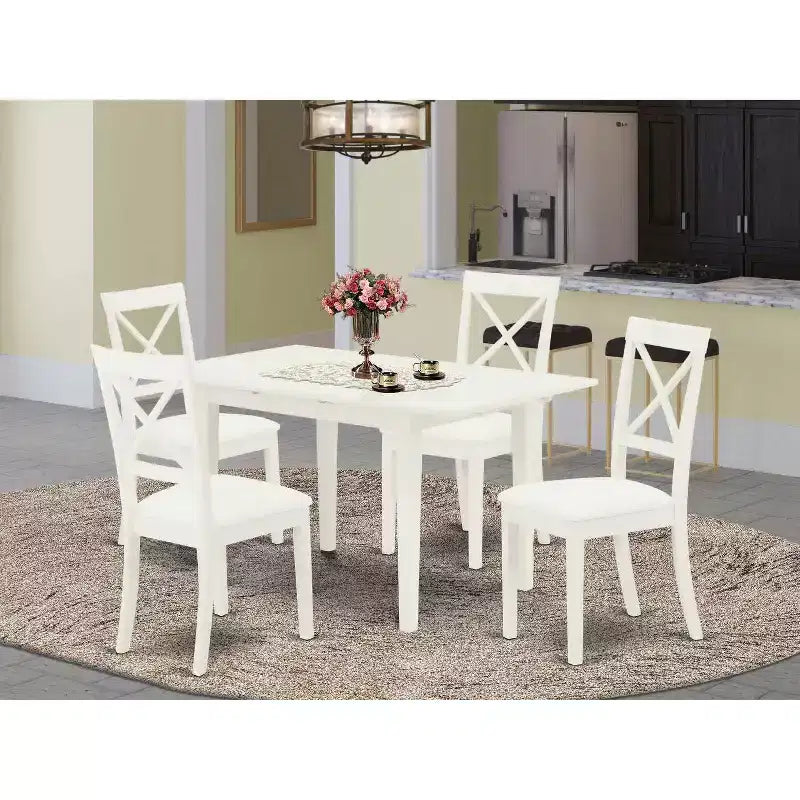 5-Piece Buttermilk and Cherry Solid Wood Top - Dining Room Set - Seats-4