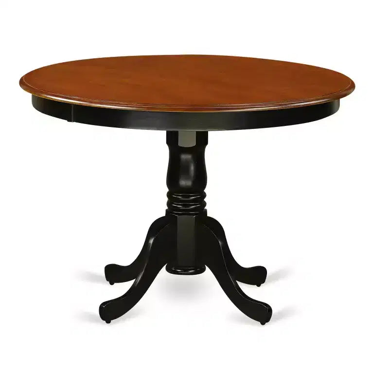 HomeStock 3-Pc Black and Cherry Finish Solid Wood Top - Round Dining Room Set - Seats 4