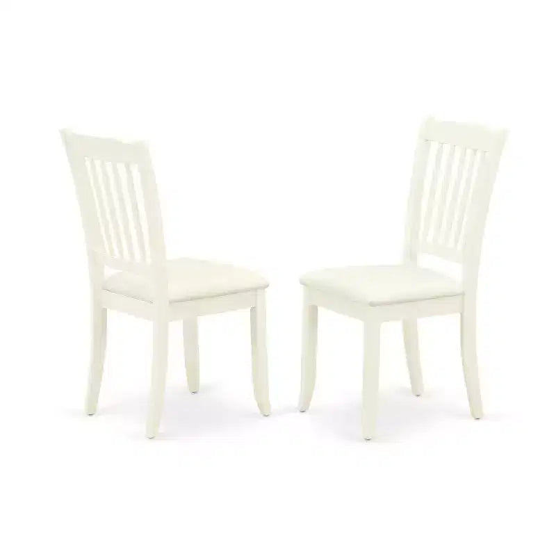 3Pc Dinette Set - Kitchen Table & 2 Dining Chairs - White Finish - Small Space Friendly